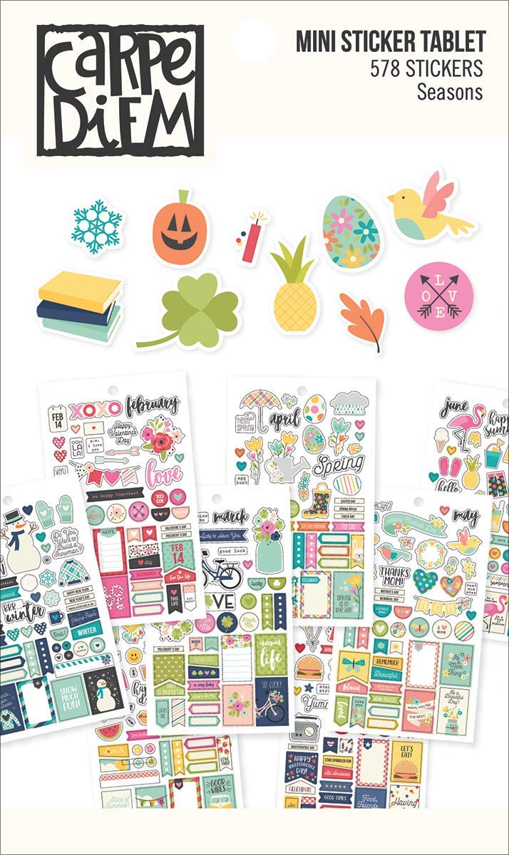 Simple Stories Seasons Mini Sticker Tablet, Multi-Colour, Color Wash, Ditsy Floral, Feathers, Sky Blue, 17.1 x 10.2 x 0.4 cm - Image 2