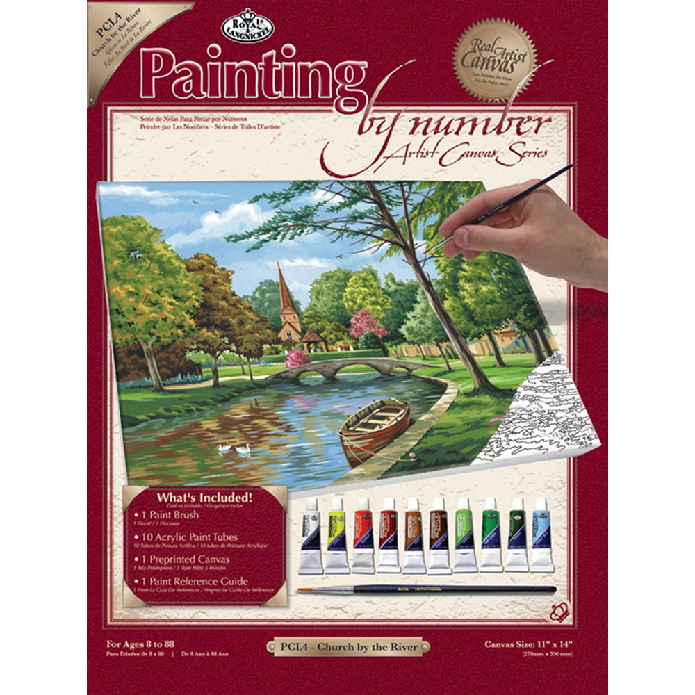 Royal & Langnickel Painting by Numbers Artist Canvas Series Church by the River Large Designed Painting Set