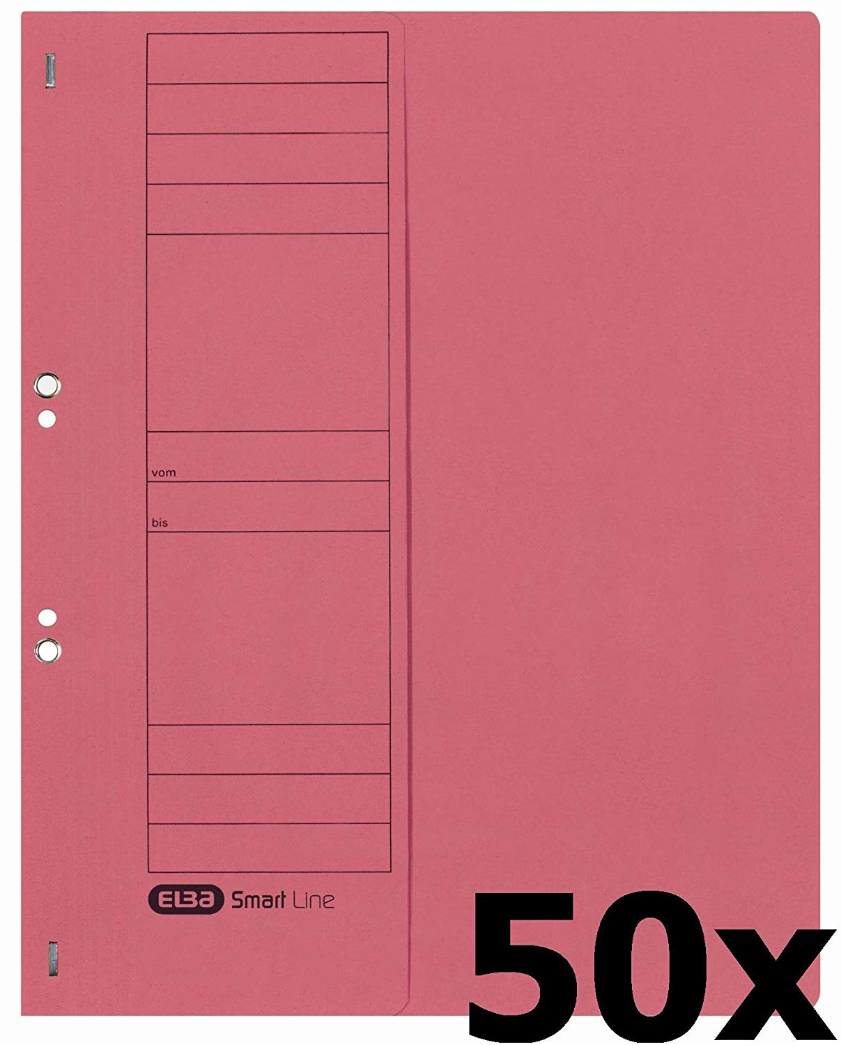 Elba 21451RO Hole-Punched Folders with Commercial Filing 250 g m2 Manila Cardboard for 200 DIN A4 Sheets Half Front Cover Pack of 50 Folders Red