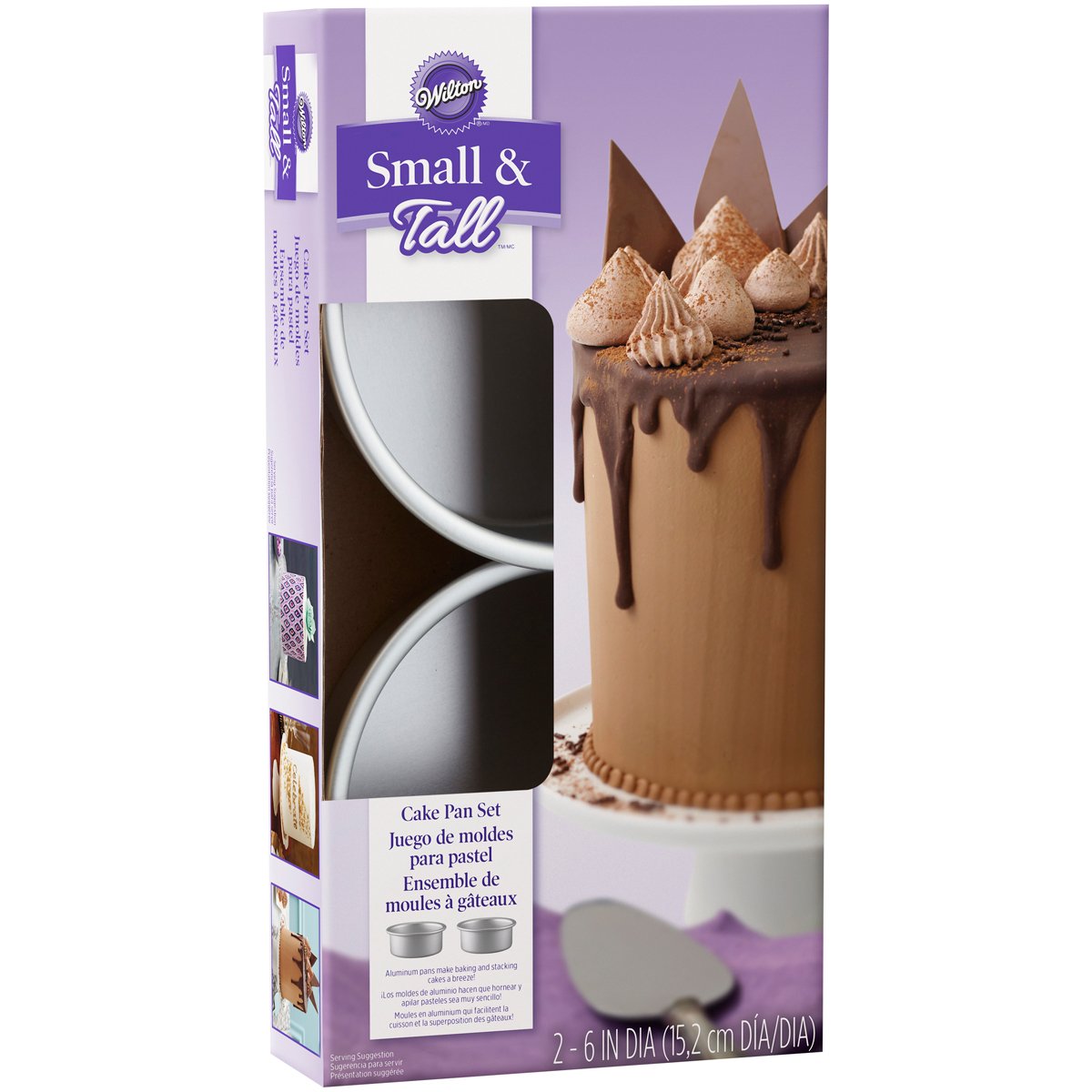 Wilton Small & Tall Layered Cake Tin Set, 15.2cm x 5cm (6in x 2in), 2 pieces, Silver, 2.0299999999999998 x 6.65 x 13.15 cm - Image 2