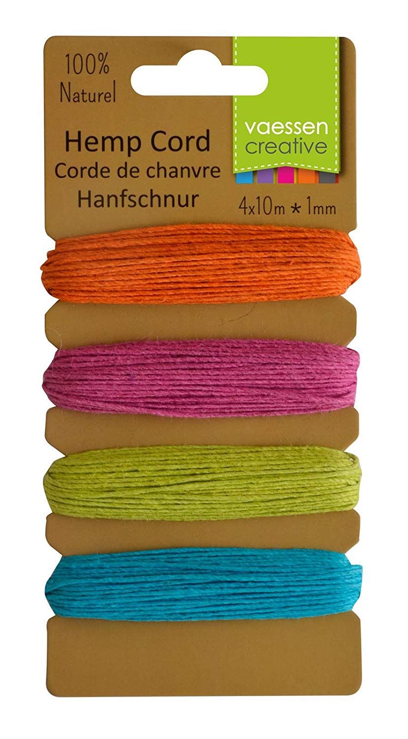 Vaessen Creative Hemp Cord Summer Assortment 4x10m, Multi-Colour, 16.3x7.9x1 cm
