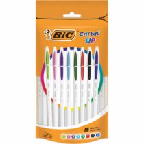 BIC Cristal Up Ballpoint Pens - Assorted Colours, Doypack of 15