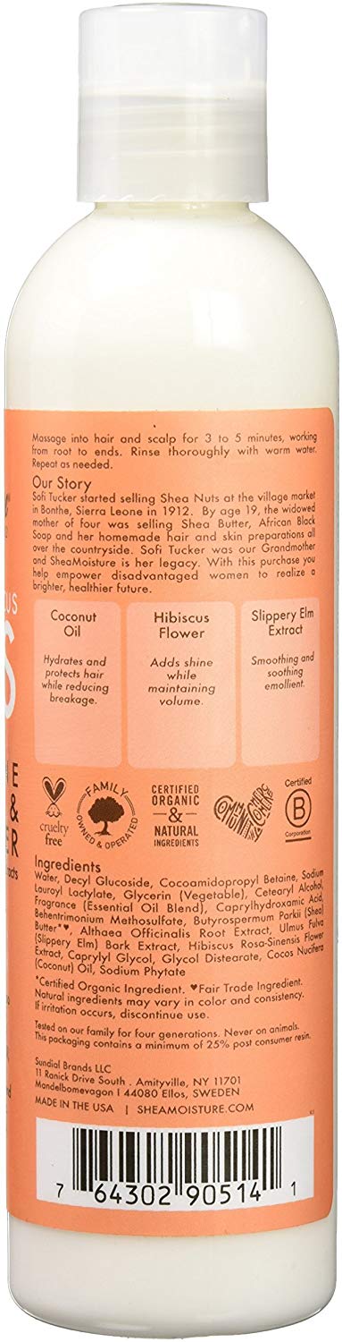 Shea Moisture Coconut & Hibiscus Kids 2 in 1 Shampoo and Conditioner + Detangler, Orange - Image 2
