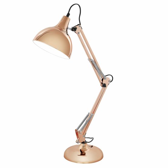 EGLO Borgillio Table Lamp, 1-Flame Vintage Desk Lamp in Industrial Design, Bedside Lamp Made of Steel, Colour : Copper, Socket : E27, Incl. Switch