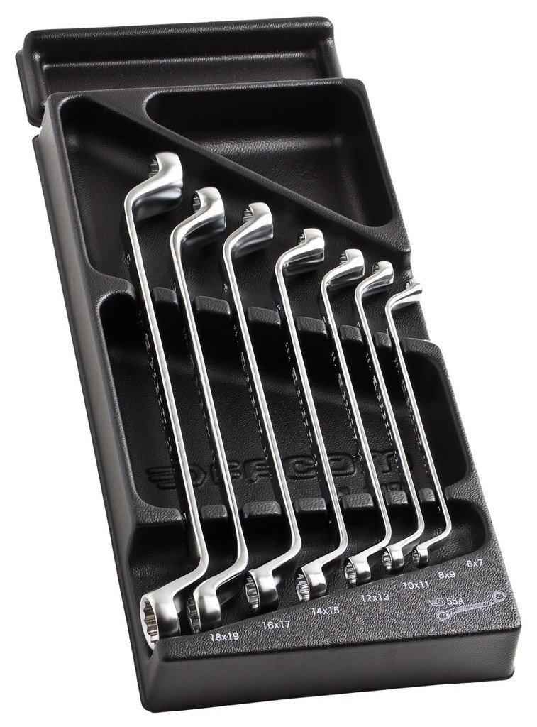 FACOM Module with 7 Ring spanners, 1 Piece, MOD.55-1, Silber