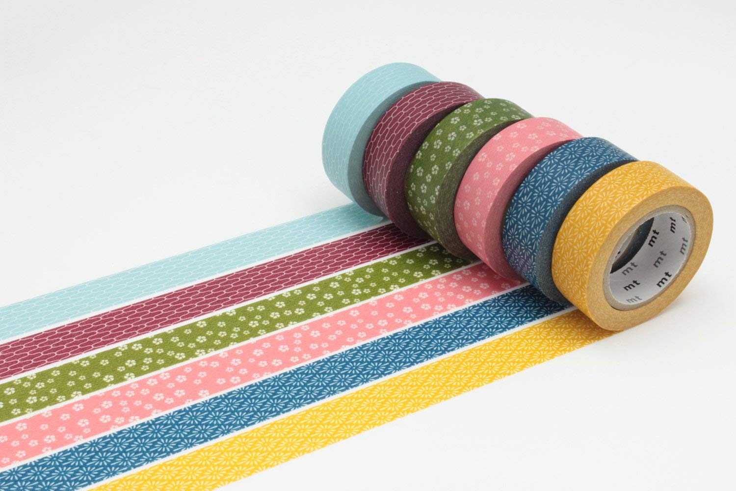 MT Wamon Washi Masking Tape Set (Set of 6), Yellow,Pink