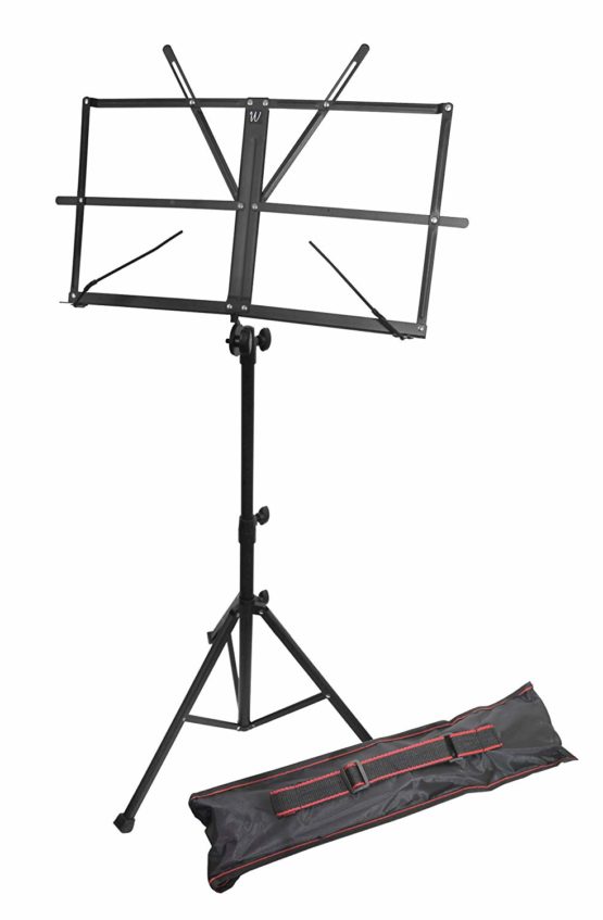 Windsor 050151-BK Adjustable Folding Sheet Music Stand with Carry Case Black