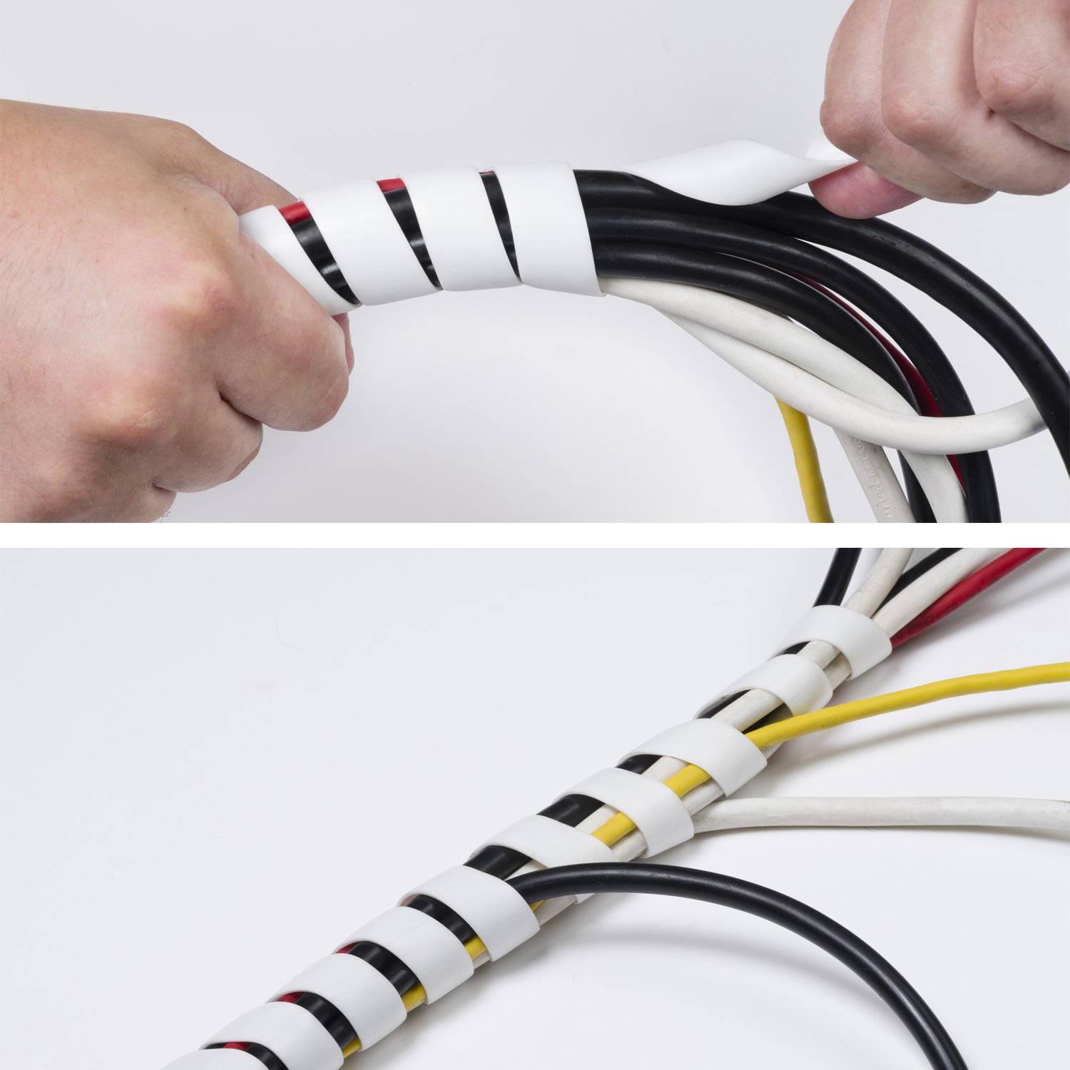 D-Line Cable Tidy Spiral Wrap, Cable Management Solution to Organise Cables - 2.5 Meter Length, White, 2.5m Length - Image 3