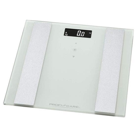 ProfiCare PC-PW 3007 FA 8-in-1 Electronic Glass Bathroom Scales with Stainless Steel Insert, Multifunctional LCD Display, Sensor Touch Operation