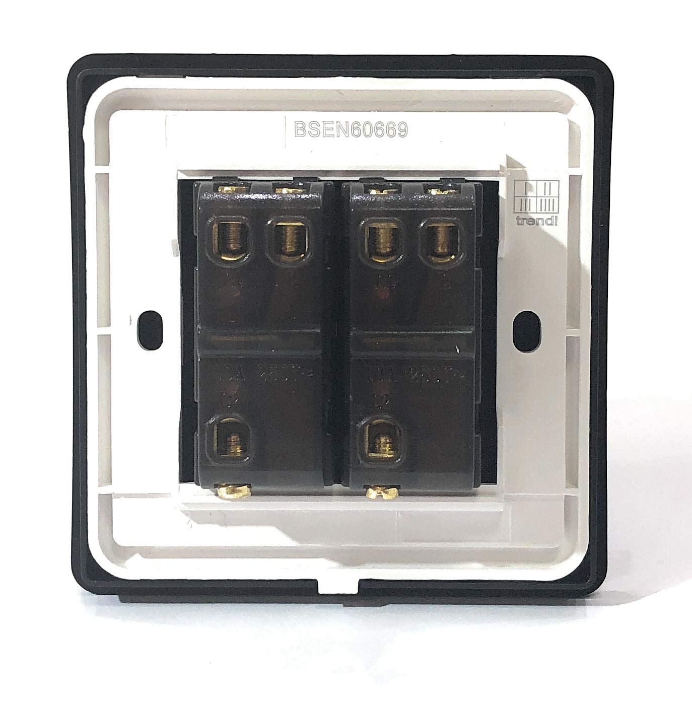 Trendi 1 Gang 3 Way Intermediate 240V Screwless Raised Front Plate Plastic Artistic Modern Glossy 10 Amp Chrome Rocker Single Electrical Wall Light Switch Ice White - Image 3