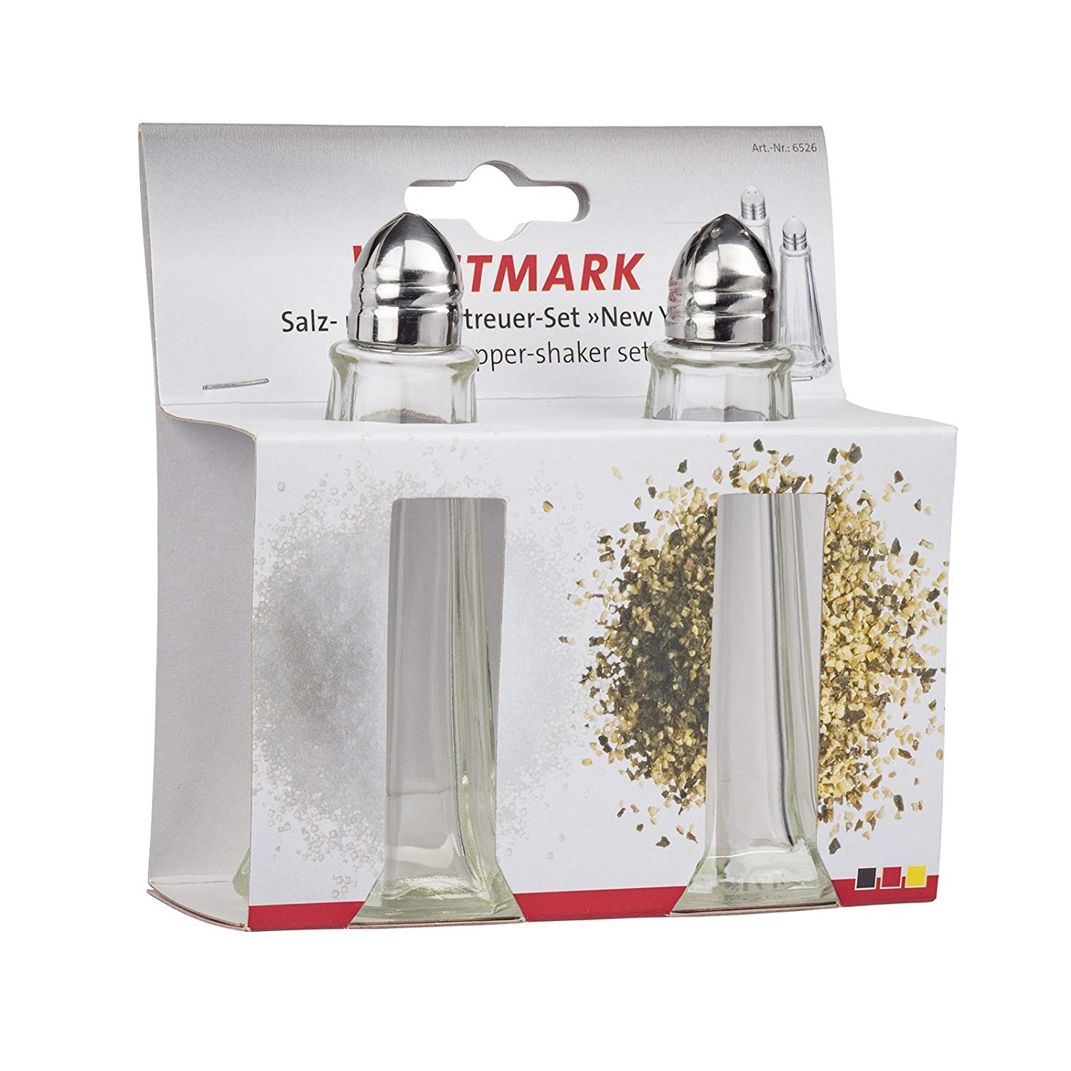 Westmark Salt And Pepper Shaker Set, 2 Pieces, Volume: 40 ml Each, Glass/Stainless Steel, New York, Silver/Transparent, 65262270 - Image 2
