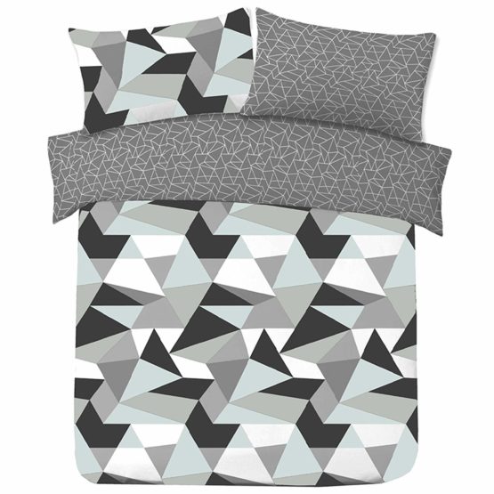 Dreamscene Polycotton Duvet Cover with Pillow Case Bedding Single - Shapes Black - Image 3