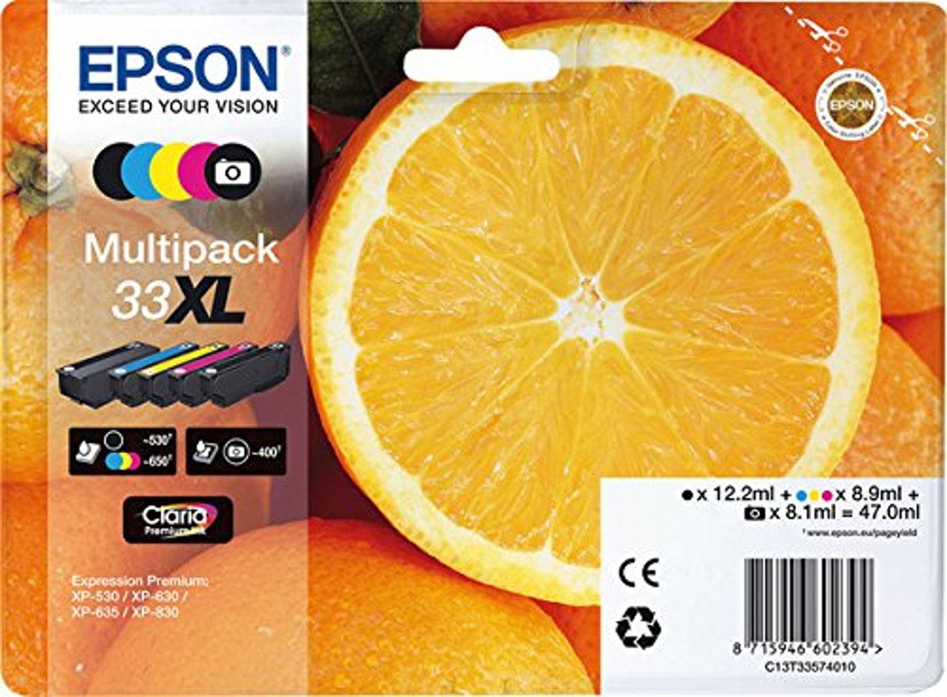 Epson 33XL Orange Multipack Claria 5-Colours, 5 Colour C/M/Y/B/pB