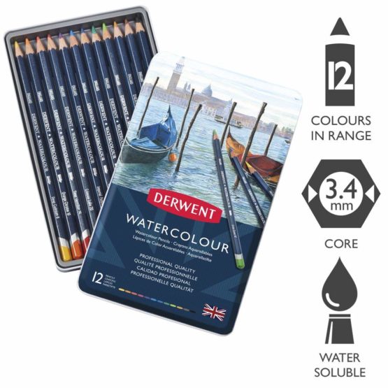 Derwent Watercolour Pencils, Painting & Drawing, Set Of 12, Ideal For Blending & Layering, Professional Quality, 32881 - Image 2