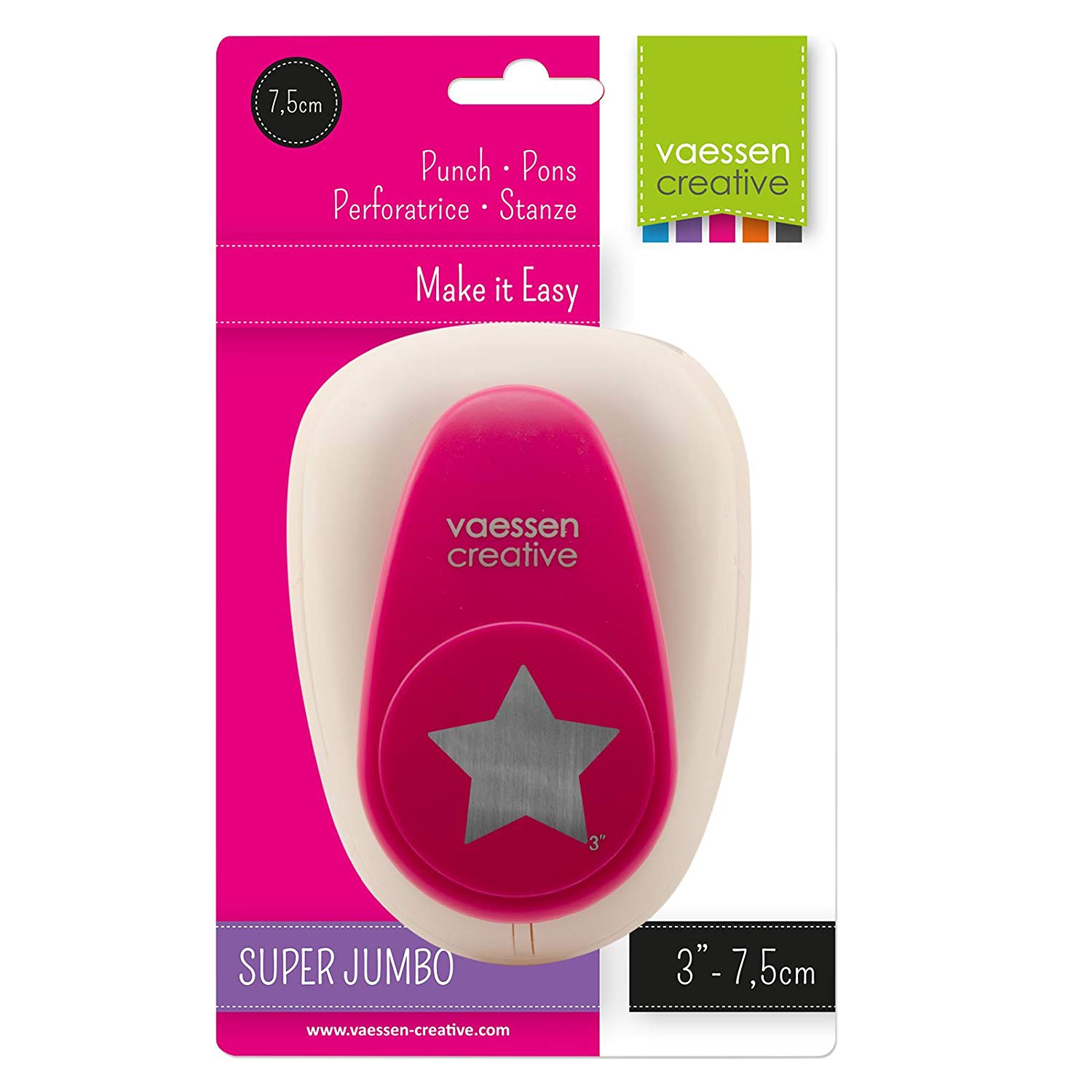 Vaessen Creative Craft Paper Punch - Star - 6,7 x 7,2 cm - Circle Cutter for Crafting and Card Making, Multi-colour, 3XL - Image 4