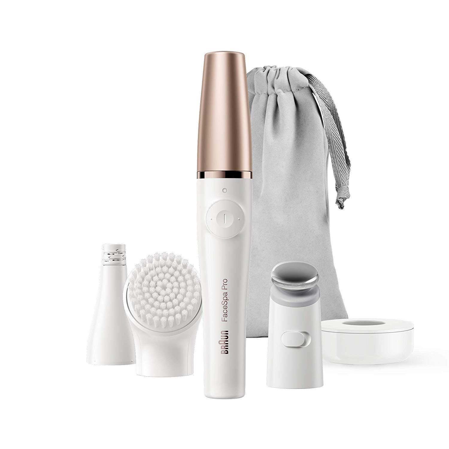 Braun FaceSpa Facial Epilator for Women Hair Removal with Facial Cleansing Brush Head, Toning Head & Charger Stand, Wet & Dry