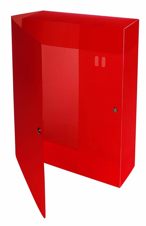 Exacompta A4 Plastic Filing Box, 8 cm Spine - Red - Image 3