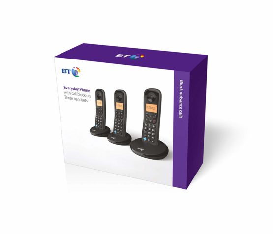 BT Everyday Cordless Home Phone with Basic Call Blocking, Trio Handset Pack - Image 3