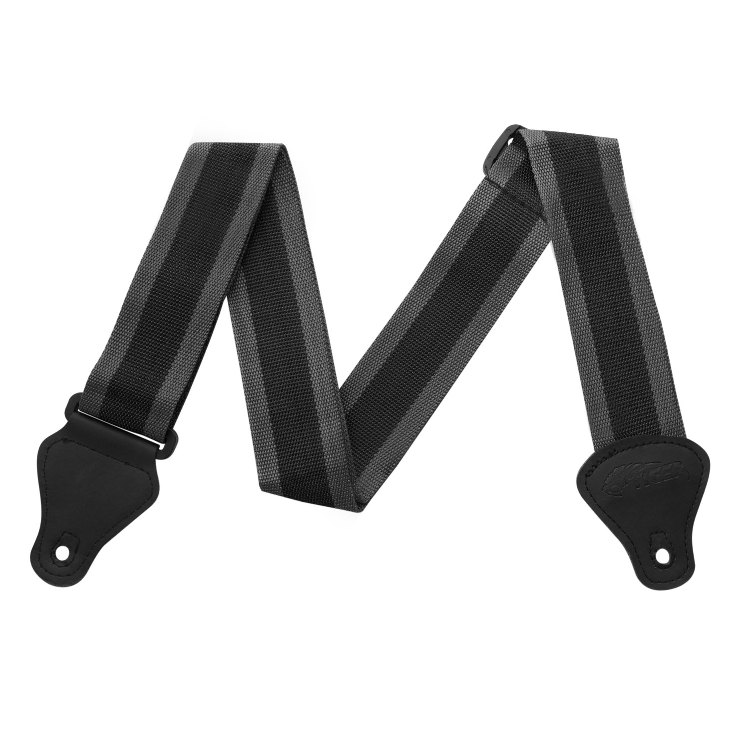 TIGER STP2-GY Nylon Guitar Strap for Acoustic Classical, Electric and Bass Guitars Grey