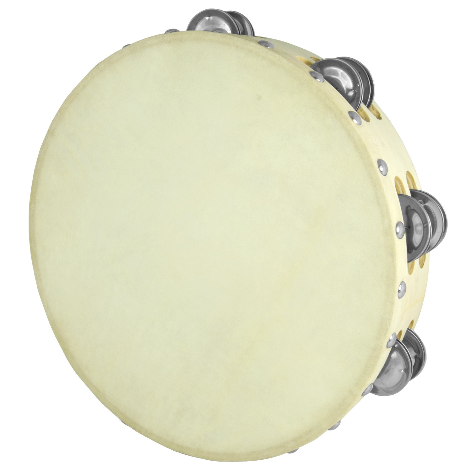 TIGER TAM98-10 10" Wooden Tambourine - Double Row - Natural, Beige, 10-inch - Image 2