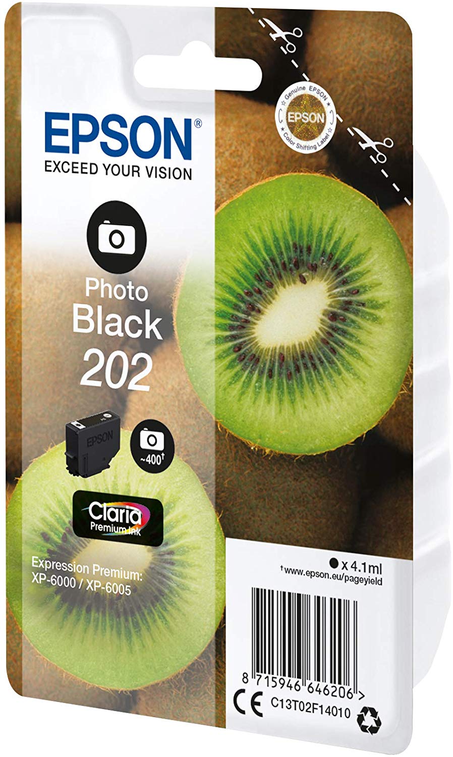 Epson 202 Photo Black Kiwi Genuine, Claria Premium Ink Cartridge, Standard Capacity - Image 2