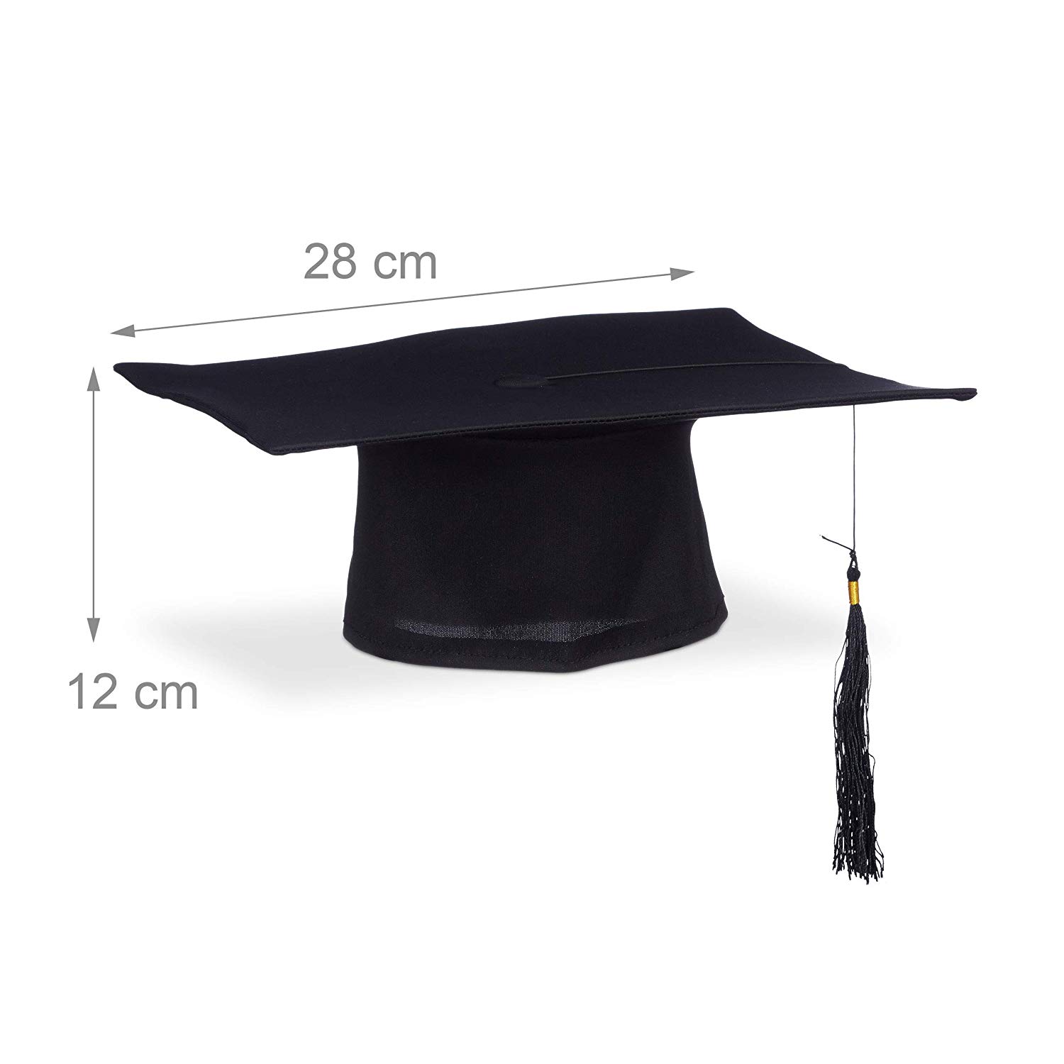 Relaxdays Graduation Cap, for University Doctorate, Costume Hats, Polyester, One Size, 12 x 28 cm, Black, 12 x 28 x 28 cm - Image 2