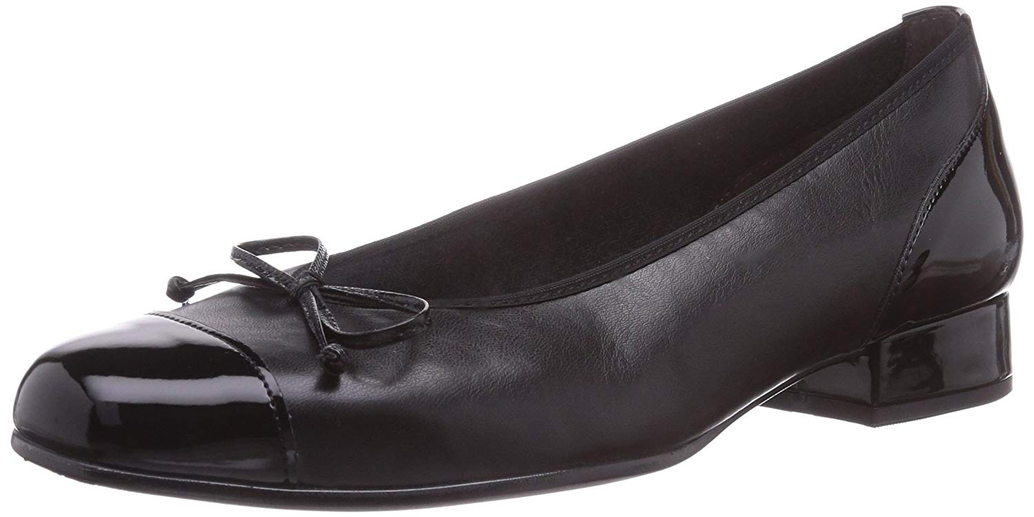 Gabor Comfort Basic , Women's Ballet Shoes, Black (Black Leather Ht/Patent), 6 UK, Black Black Leather Ht Patent, 6 UK Wide