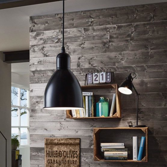 EGLO Pendant Lamp Priddy, 1 Bulb Vintage Pendant Light in Industrial Design, Retro Hanging Lamp made of Steel, Colour: Black, White, Socket: E27 - Image 4