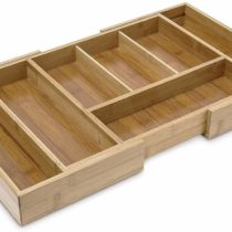 Relaxdays Expendable Bamboo Kitchen Drawer Insert Organiser, Wood, Brown