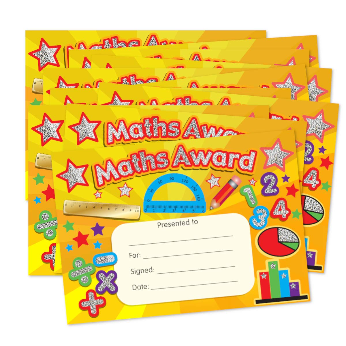 SuperStickers Maths Award Sparkling School Certificates (A5). Pack of 20, Mixed, A5 certificates - Image 2
