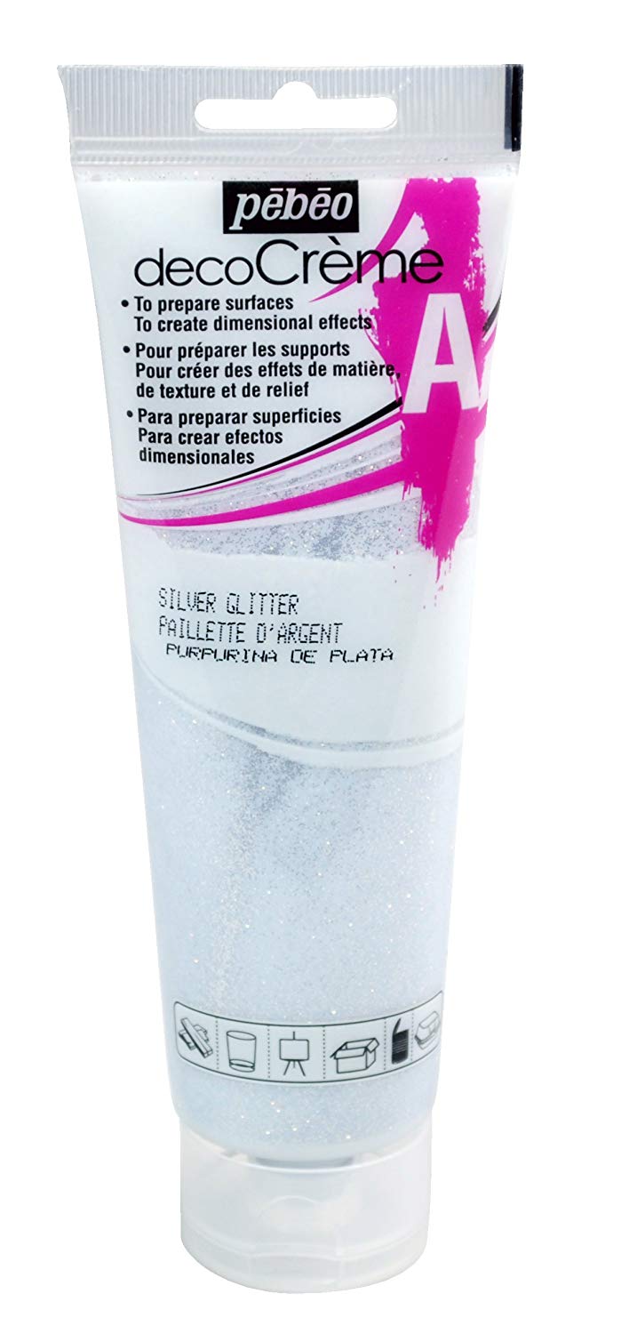 PEBEO 89402 120ml Deco Auxiliary, Acrylic, Silver Glitter, 14 x 4.5 x 6.5 cm, Silver Glitter Finish, 120 ml (Pack of 1)