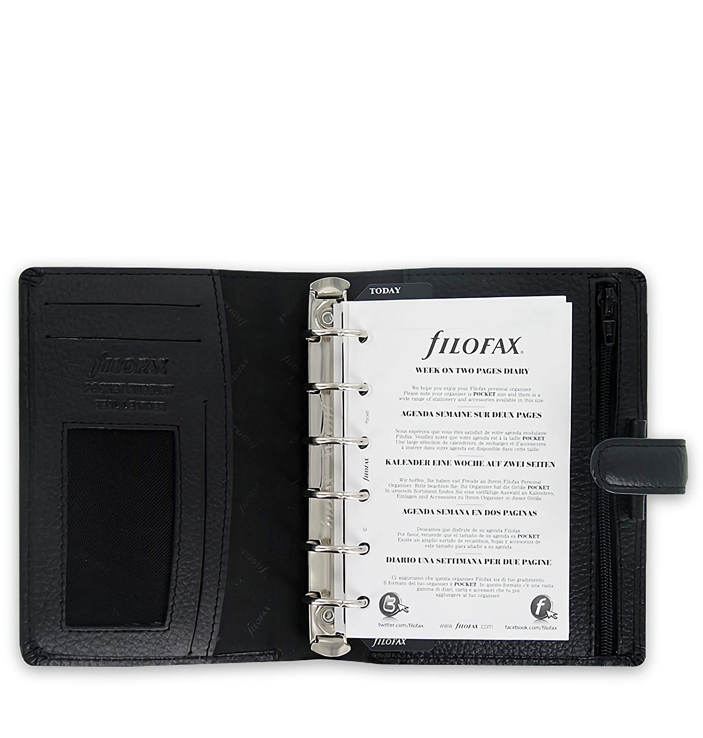 Filofax Pocket Finsbury Black organiser, 14.5 cm x 11.5 cm - Image 4