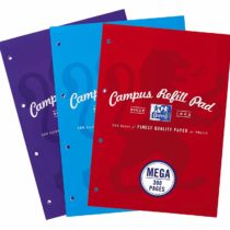 Oxford Campus, Lined Paper A4 Refill Pad, 300 Pages, Assorted Colours, Pack of 3