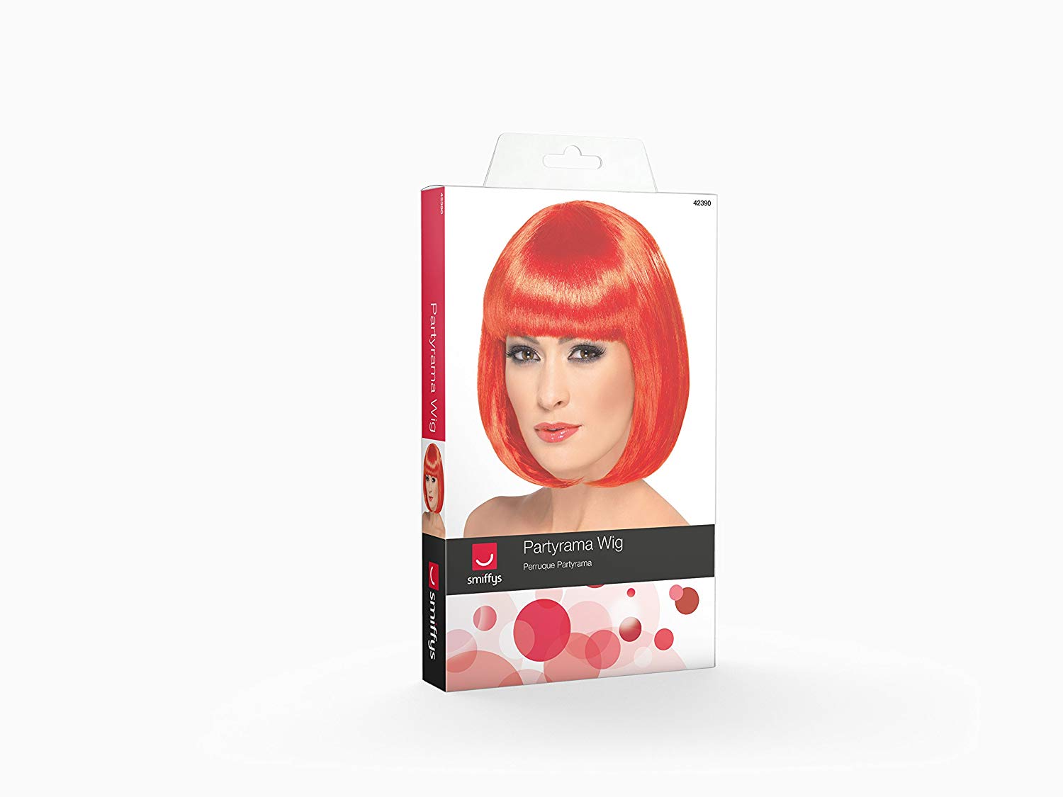 Smiffys Partyrama Wig, 12 inch, Red Short Bob with Fringe, Ladies Glamour Wigs Fancy Dress, Adult Dress Up Wigs - Image 2