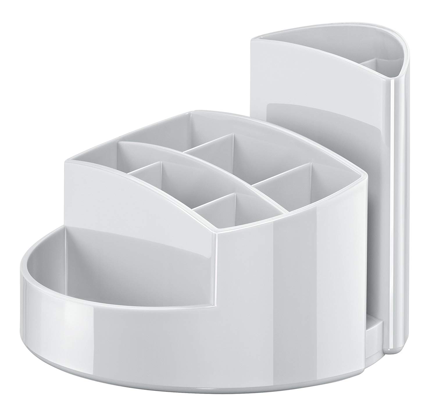 HAN 17460-11, RONDO Desk tidy. Elegant, glossy, premium quality with 9 compartments, light-grey, Light Grey, 140x140x109mm