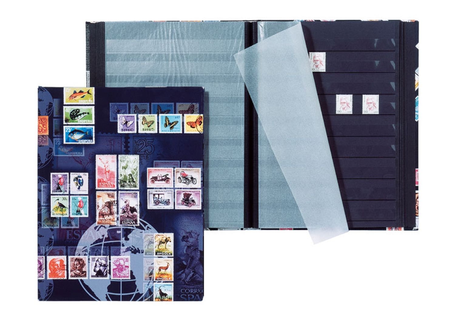 Pagna Postage Stamp Album A4 Motif Print Laminated 16 Pages Black Cardboard, Medium - Image 2
