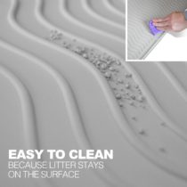 PetFusion ToughGrip LARGE Cat Litter Mat - FDA Grade Silicone. [100% WATERPROOF & ANTI-MICROBIAL; EASY SURFACE CLEANING, NO MORE TRAPPED MILDEW) Gray
