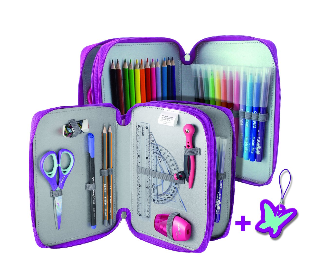 Maped 946016 - Double Pencil Case Butterfly, Granate y morado - Image 3