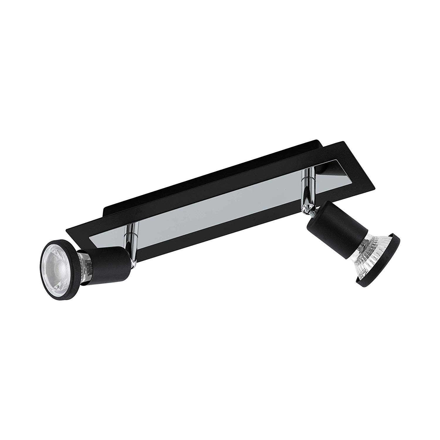 Eglo LED Ceiling Lamp Sarria, 2-Light Ceiling Spotlight, Metal Ceiling Fixture, Living Room lamp in Black and Chrome