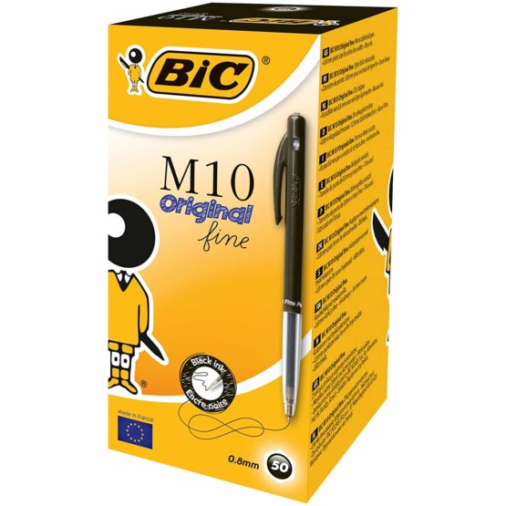 BIC M10 Fine Retractable Ballpoint Pen (Box of of 50) - Black