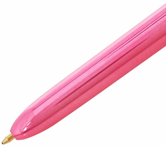 BIC 4 Colours Shine Ballpoint Pens - Box of 12 - Metallic Pink Body with 4 Ink Colours (Blue, Black, Red, Green) - Image 3