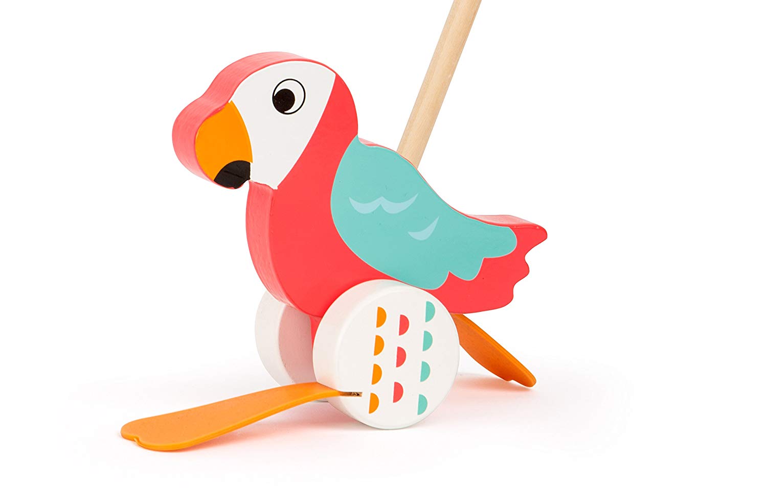 small foot 10475 pushing animal parrot "Lori" made of wood, waddles along on every outing, Multicolor - Image 2