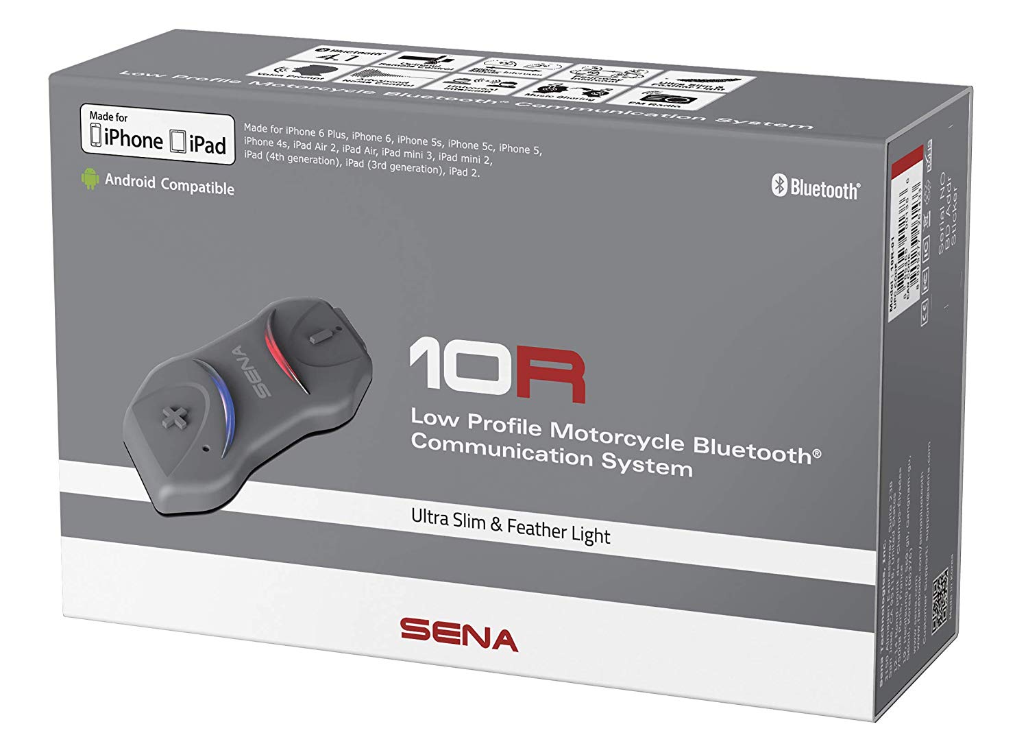Sena 10R-01 10R Low Profile Motorcycle Bluetooth Communication System, Handlebar-Remote not contained, Black, universal - Image 4