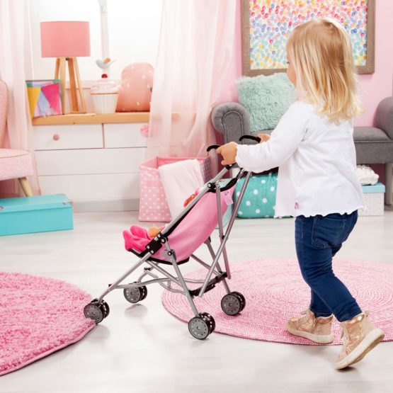 Bayer Design 3010800 Buggy Doll Pram, Pink/Grey - Image 3