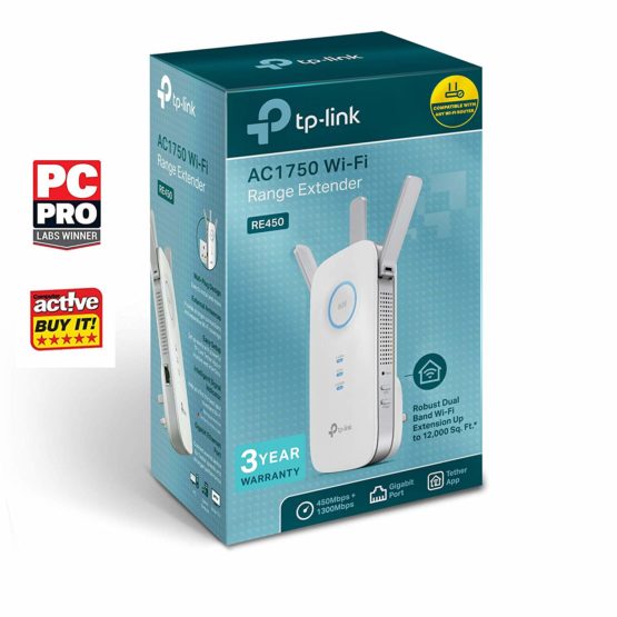TP-Link AC1750 Universal Dual Band Range Extender, Broadband/Wi-Fi Extender, Wi-Fi Booster/Hotspot with 1 Gigabit Port and 3 External Antennas, Built-in Access Point Mode, UK Plug (RE450), White - Image 4