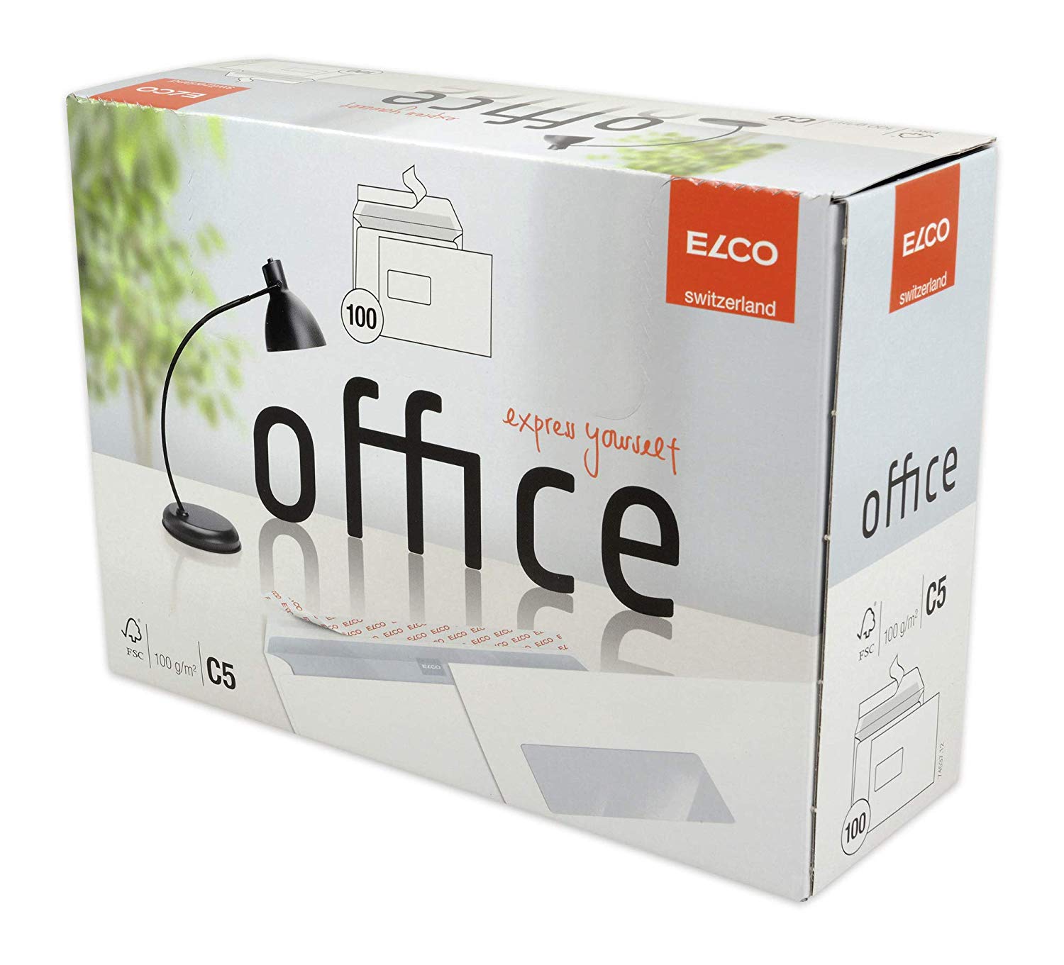 ELCO Office FSC C5 100gsm Window 90*45mm White Wallet Peel and Seal Envelopes Shopbox - Pack 100