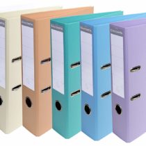 Exacompta Prem'Touch PVC Lever Arch Files, A4, 70 mm Spine, 2 Rings - Assorted Pastel colours, Pack of 10