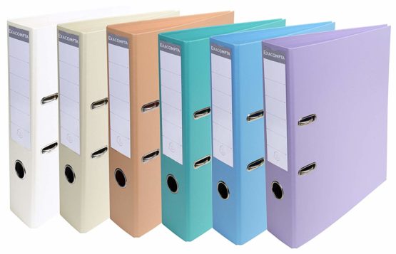 Exacompta Prem'Touch PVC Lever Arch Files, A4, 70 mm Spine, 2 Rings - Assorted Pastel colours, Pack of 10