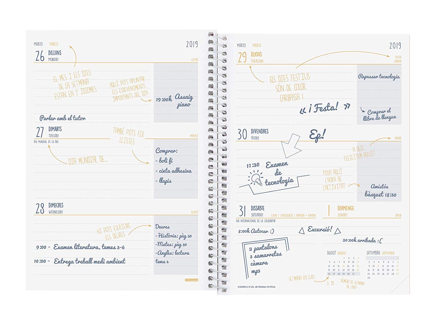 Finocam - Agenda 2019-2020 Week View Landscape Catalan Second Feelings - Image 4