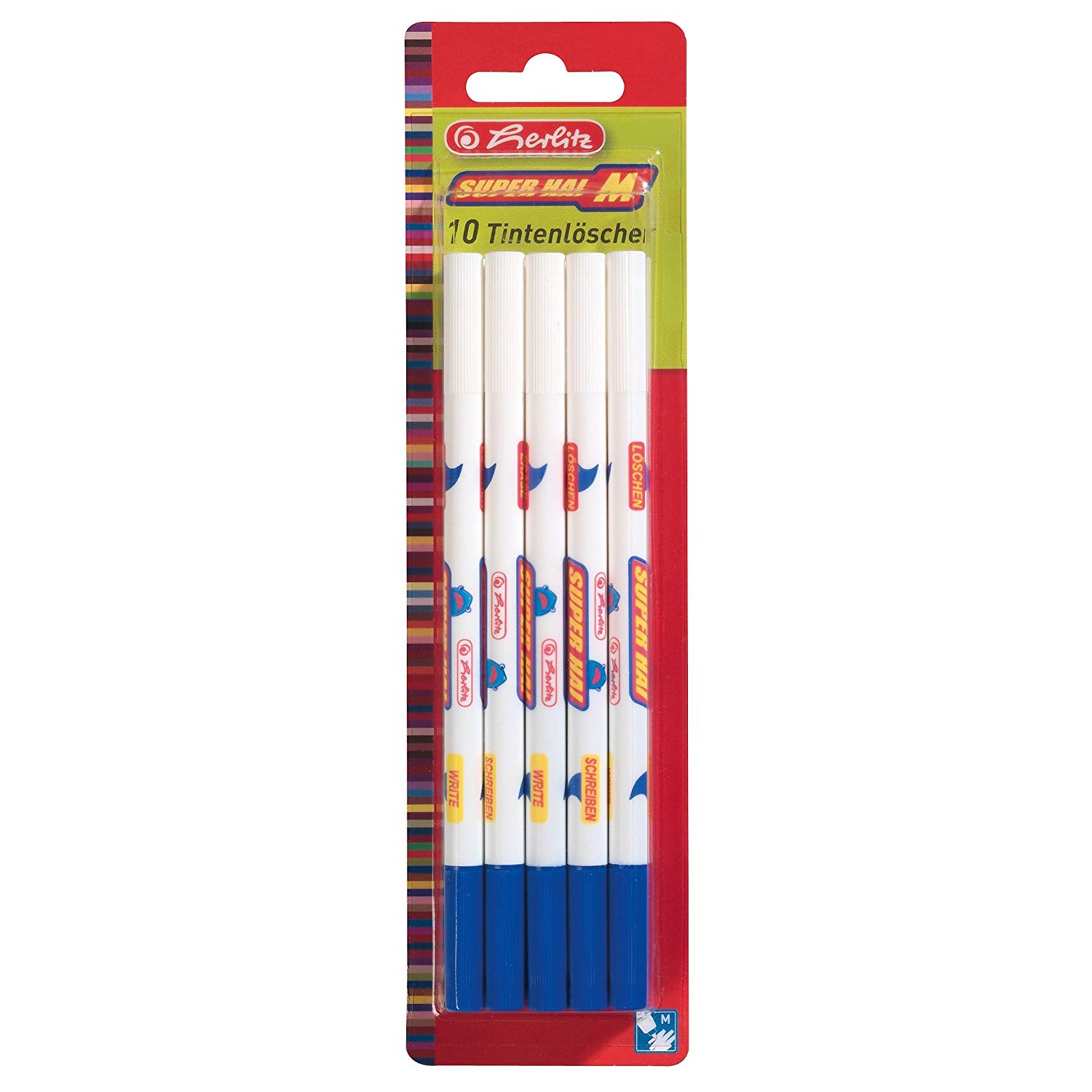 Herlitz Superhai M Ink Eraser (10 Pieces), blue, Strichstärke M